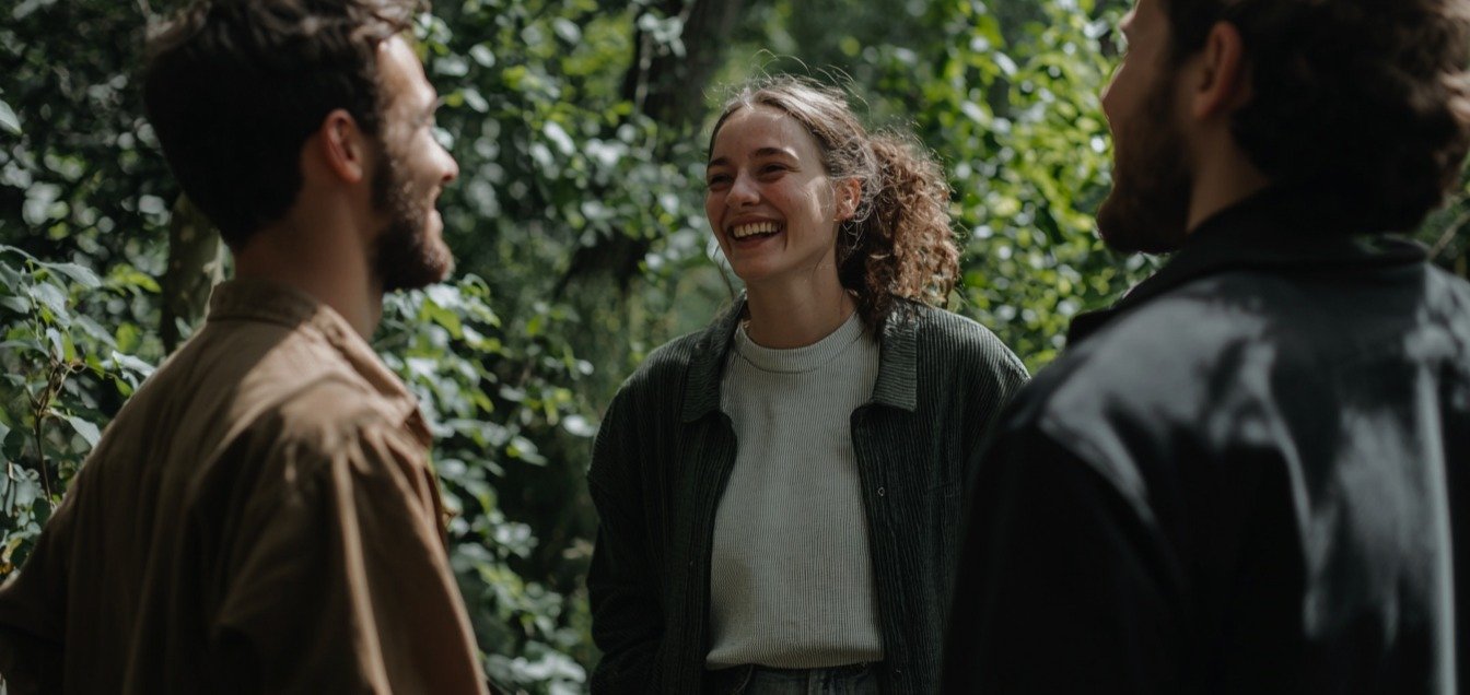 estudiantes en el jardín sonriendo estudiantes en el jardín sonriendo